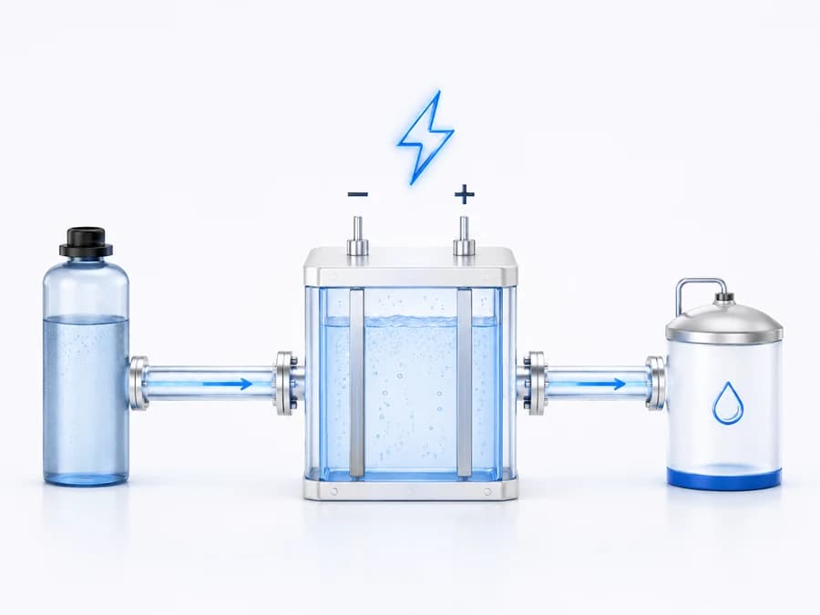 Electrolysis converting brine into sodium hypochlorite inside the cell