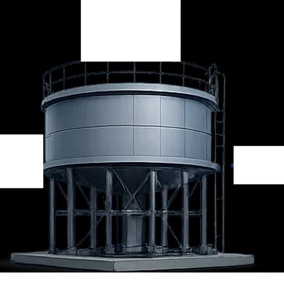 An elevated service reservoir on a steel support structure