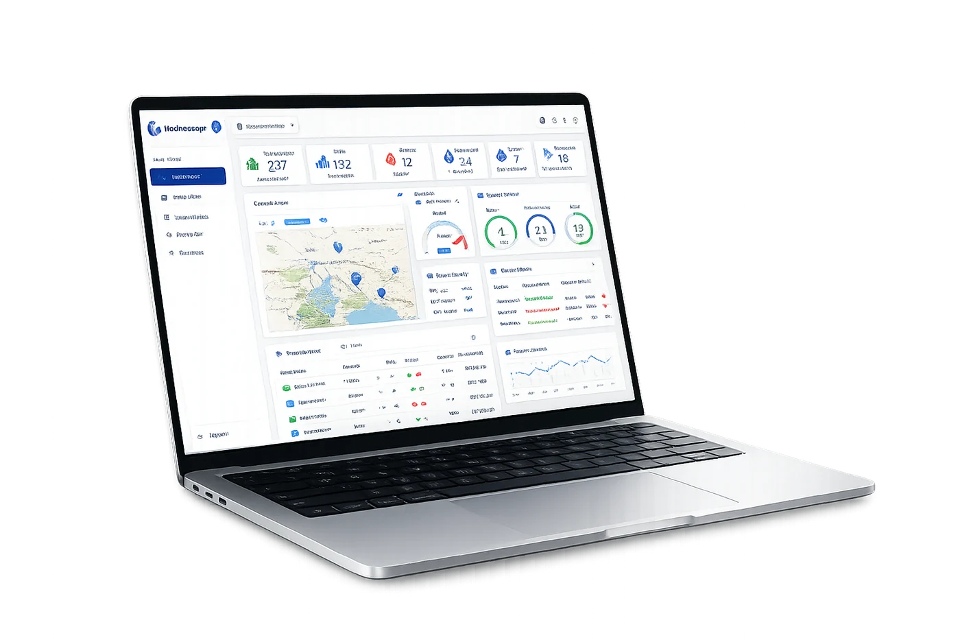 HydroSure IoT water monitoring dashboard open on a laptop
